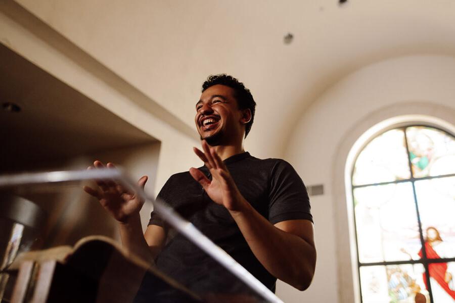 a student from the major in ministry leadership studies preaches in chapel